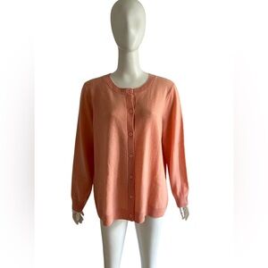 Steilmann (Germany) Wool Cashmere Peach Orange Button Front Cardigan Size L NWT